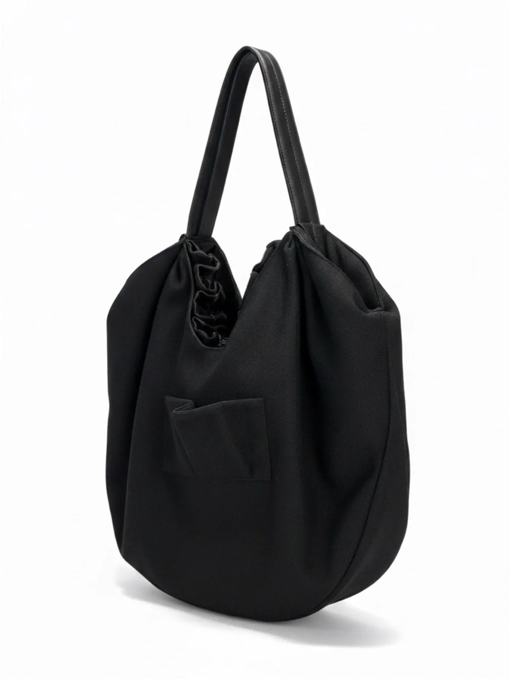 Elie Tahari Melrose Large Ruffled Hobo - Smooth Black Nappa Leather